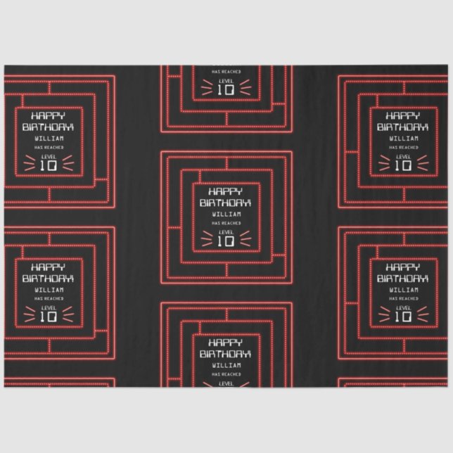 Retro Arcade Video Game Neon Kids Birthday  Tissue Paper (Front)