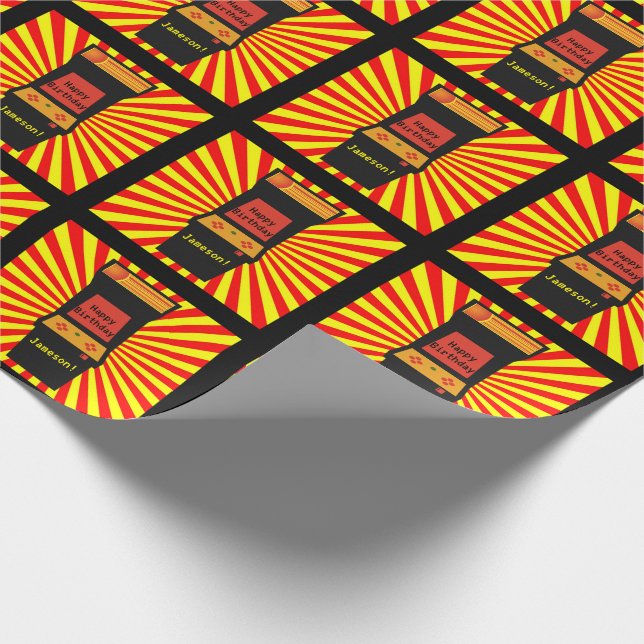Retro Arcade Video Game Personalised Birthday Wrapping Paper (Corner)