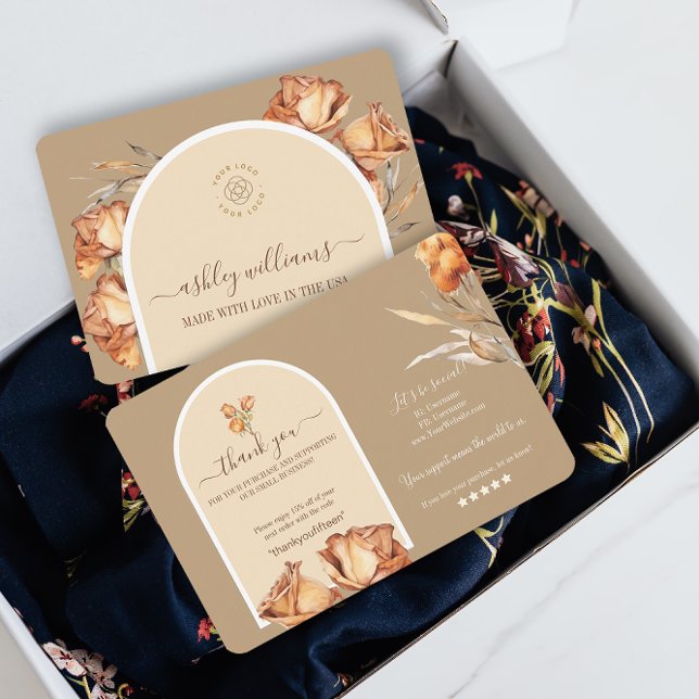 Retro Arch Flower Business Thank You Discount Card (Retro Arch Flower Business Thank You Discount Card)