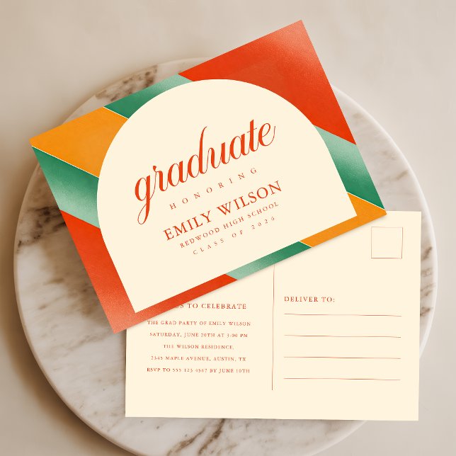 Retro Arch Frame High School Graduation Invitation Postcard (Creator Uploaded)