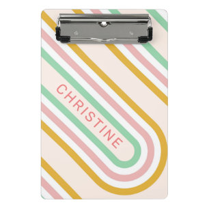 Retro Arch Lines Pastel Pink Minimal Mini Clipboard