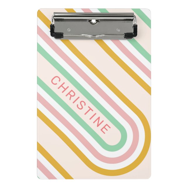 Retro Arch Lines Pastel Pink Minimal Mini Clipboard (Front)