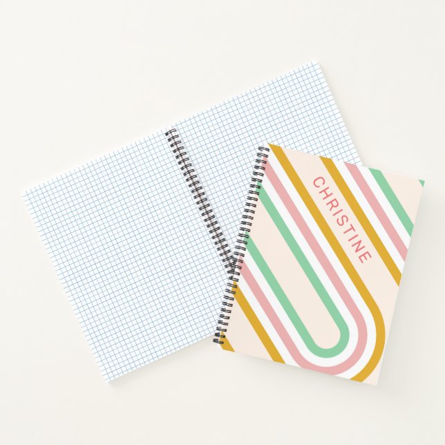 Retro Arch Lines Pastel Pink Minimal Notebook (Inside)
