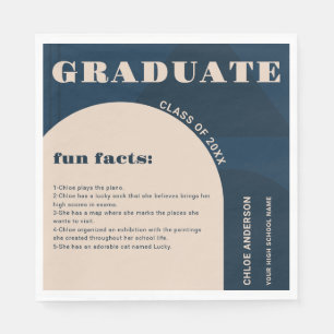 Retro Arch Navy Blue Fun Facts Graduation Napkin