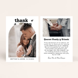 Retro Arch Photo Message Wedding Thank You Card