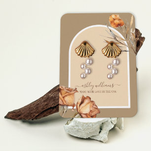 Retro Arch Script Rose Earring Display Business Card