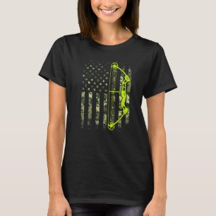 Retro Archery Compound Bow Usa Flag Archer 4th Of  T-Shirt