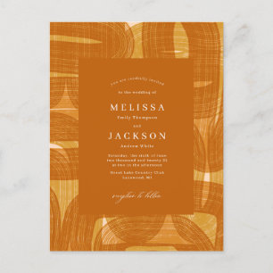 Retro Arches And Bends and Lines Yellow Wedding In Postcard