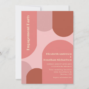Retro Arches Coral Pink Engagement Party Invitation