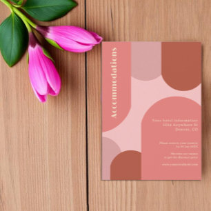 Retro Arches Coral Pink Wedding Accommodations Enclosure Card