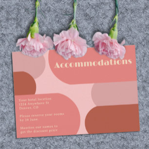 Retro Arches Coral Pink Wedding Accommodations Enclosure Card