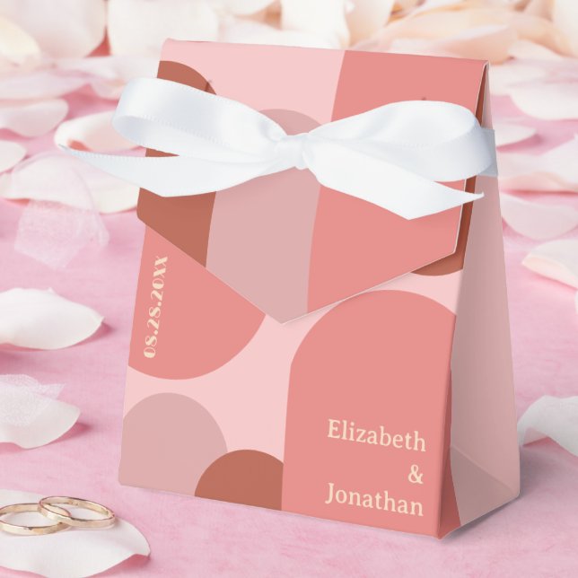 Retro Arches Coral Pink Wedding Favour Box (Wedding)