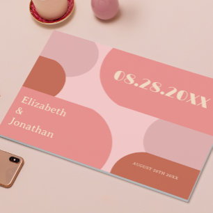 Retro Arches Coral Pink Wedding Guest Book