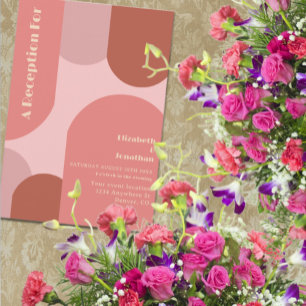Retro Arches Coral Pink Wedding Reception Enclosure Card