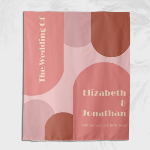 Retro Arches Coral Pink Wedding Tapestry