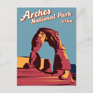 Retro Arches National Park Utah Illustration Holiday Postcard