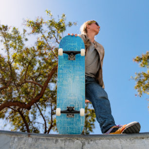 Retro Architectural Blueprint Skateboard Deck
