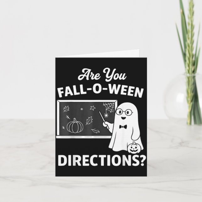 Retro are fall o ween directions teacher halloween card (Front)