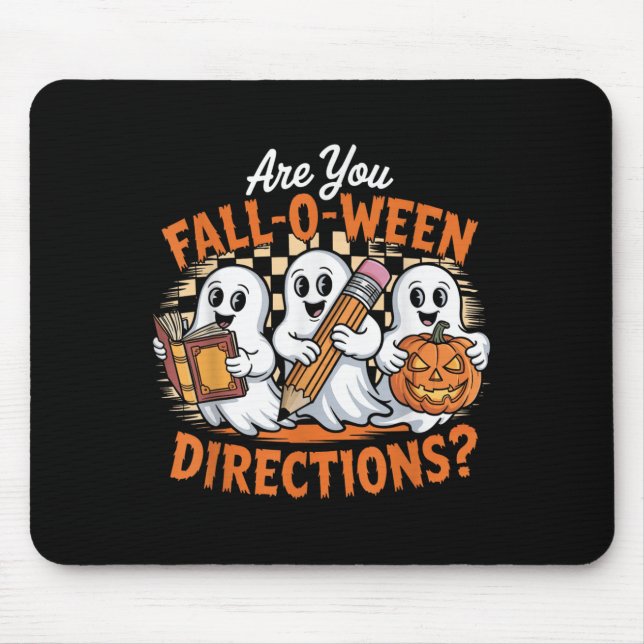 Retro Are You Fall O Ween Directions Ghost Hallowe Mouse Pad (Front)