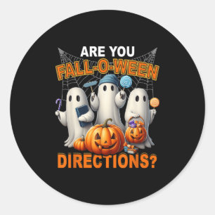 Retro Are You Fall O Ween Directions Teacher Hallo Classic Round Sticker