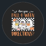 Retro Are You Fall O Ween Directions Teacher Hallo Classic Round Sticker<br><div class="desc">Retro Are You Fall O Ween Directions Teacher Halloween Ghost _6</div>