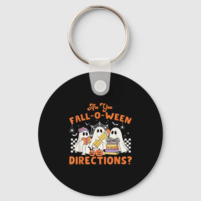 Retro Are You Fall O Ween Directions Teacher Hallo Key Ring (Front)