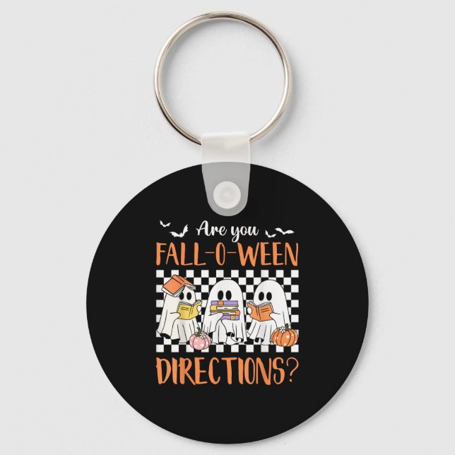 Retro Are You Fall O Ween Directions Teacher Hallo Key Ring (Front)
