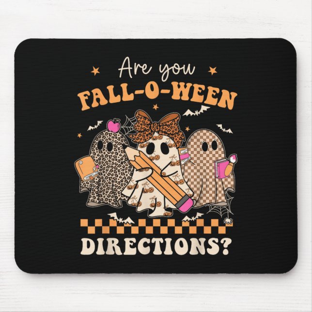 Retro Are You Fall O Ween Directions Teacher Hallo Mouse Pad (Front)