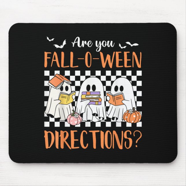 Retro Are You Fall O Ween Directions Teacher Hallo Mouse Pad (Front)