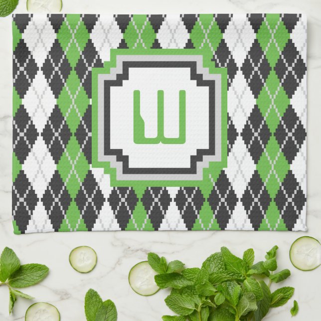 Retro Argyle Kitchen Towel (Folded)