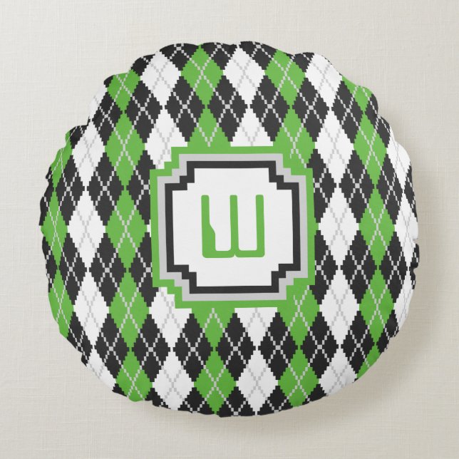 Retro Argyle Round Pillow (Front)