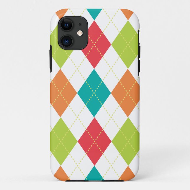 Retro Argyle Trendy Multi Case-Mate iPhone Case (Back)