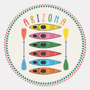 Retro Arizona Kayaking Classic Round Sticker