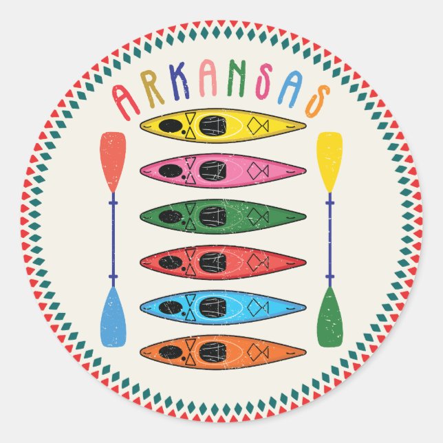 Retro Arkansas Kayaking Classic Round Sticker (Front)