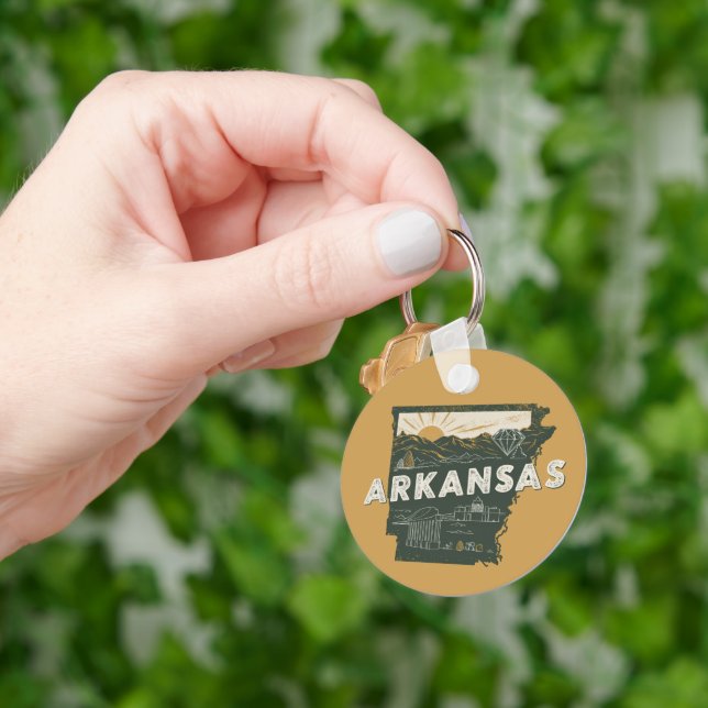 Retro Arkansas State Customisable Key Ring (Hand)