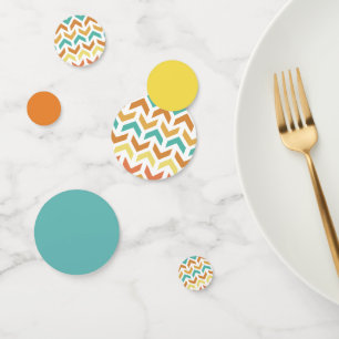Retro Arrows Chevron Orange Teal Gold Confetti
