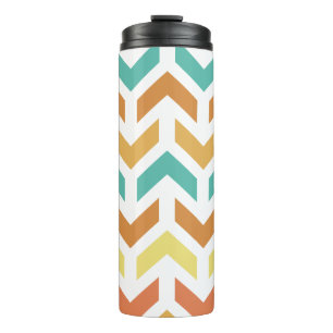 Retro Arrows Chevron Orange Teal Gold Thermal Tumbler