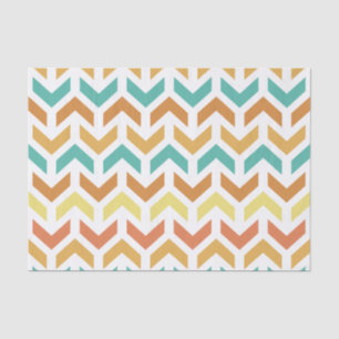 Retro Arrows Chevron Orange Teal Gold Tissue Paper