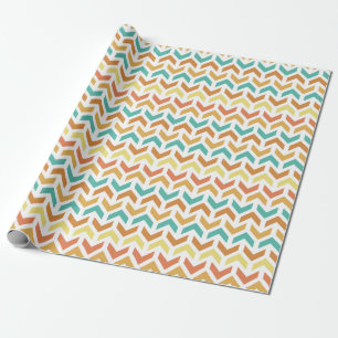Retro Arrows Chevron Orange Teal Gold Wrapping Paper