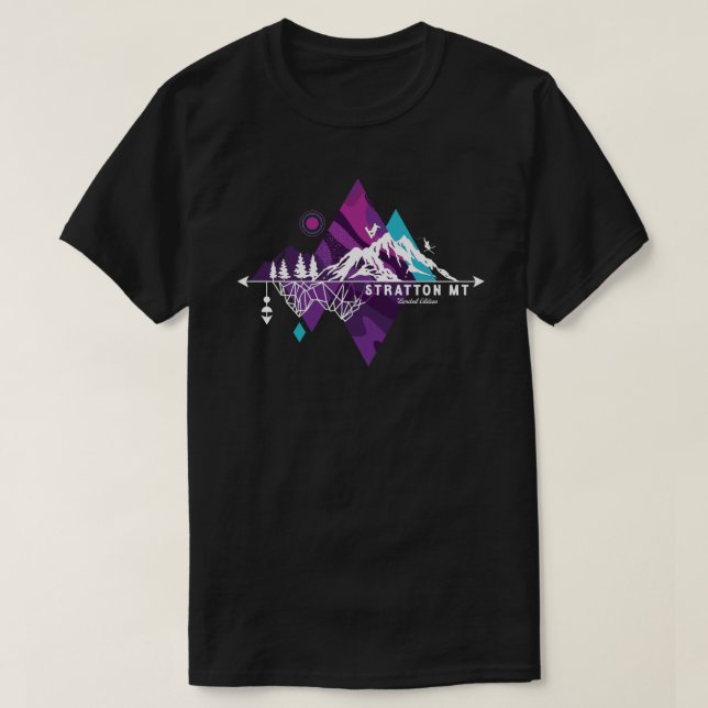 Retro Art Boho Stratton Mountain Ski T-Shirt (Design Front)