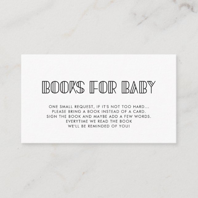 Retro art deco baby shower book request card (Front)