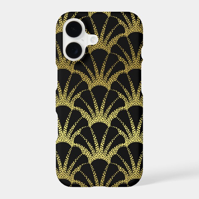Retro Art Deco Black / Gold Shell Scale Pattern (Back)