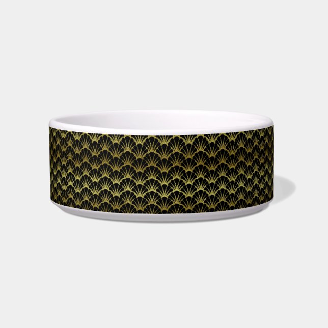 Retro Art Deco Black / Gold Shell Scale Pattern Bowl (Right)