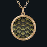 Retro Art Deco Black / Gold Shell Scale Pattern Gold Plated Necklace<br><div class="desc">This beautiful Great Gatsby / Roaring Twenties inspired necklace design has a stylish,  sophisticated repeating black and gold shell scale pattern in classic Edwardian / Art Deco style. The printed design is simple yet bold and classy looking.</div>