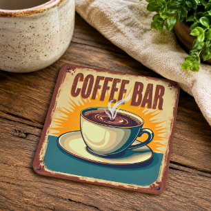 Retro Art Deco Coffee Bar Square Paper Coaster
