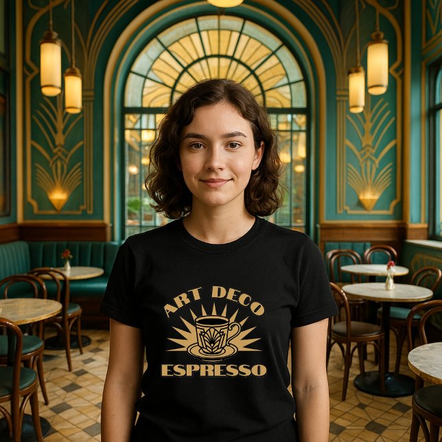 Retro Art Deco Espresso Coffee Template T-Shirt (Creator Uploaded)