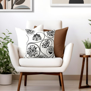 Retro Art Deco Floral Cushion