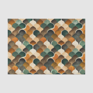 Retro Art Deco Geometry in Warm Gold & Green Tissue Paper