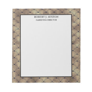Retro Art Deco Gold and Black Rainbow Pattern Notepad
