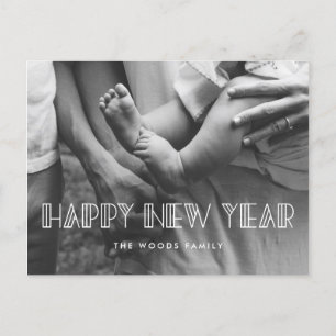 Retro art deco Happy New Year Holiday photo Postcard